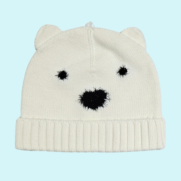 Kate Spade Hat Beanie French Cream Wool Blend Polar Bear Cottagecore Christmas - Picture 1 of 3